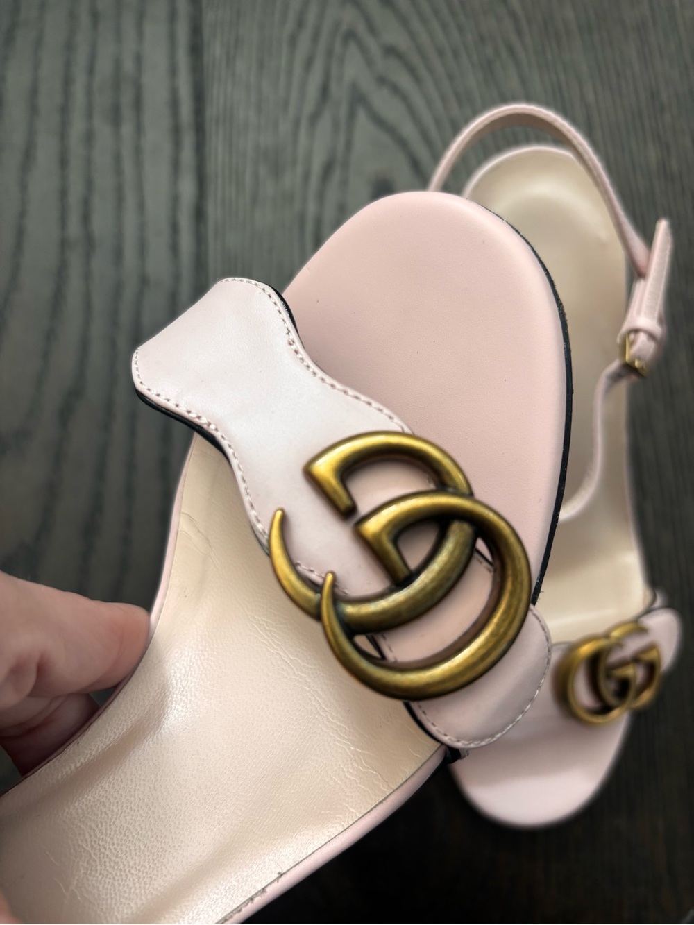 Gucci GG Marmont Block Heel (3” or 75mm) in Perfect Pink - Picture 3 of 7